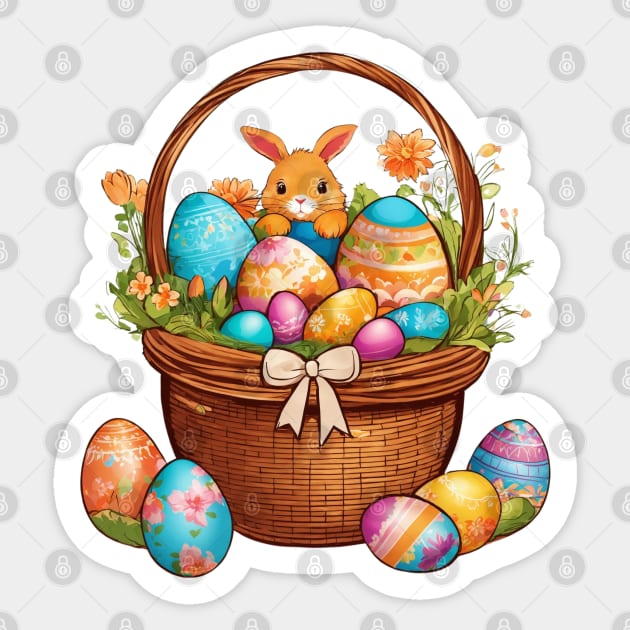 Easter Bunny Basket Sticker by Mey Designs